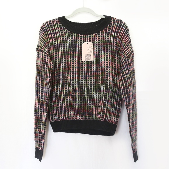 Neon Gridded Pullover Sweater - Picture 2 of 5